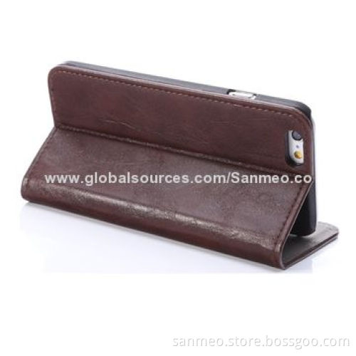Leather Case for iPhone 6, Perfectly Fits the Shape, Faux Leather, Pull-inNew